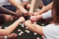 unity-people-group-young-people-casual-clothes-have-party-rooftop-together-daytime